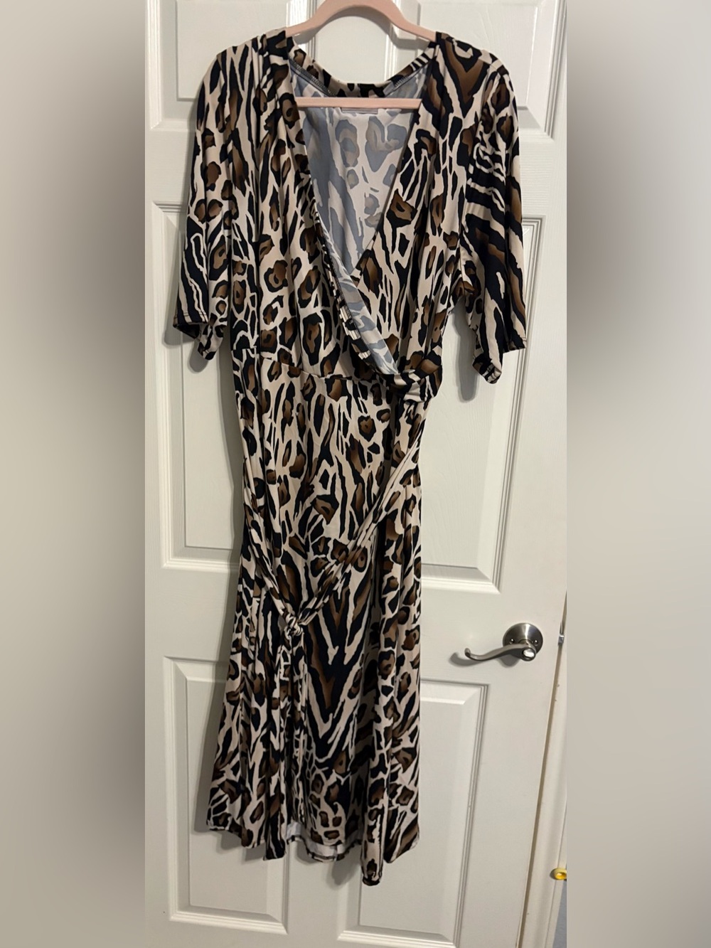 481- Avenue Leopard Print Wrap Maxi Dress - Brown, Black, Cream